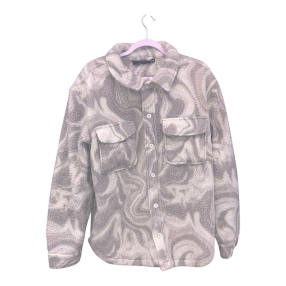 Patterned Button-Up Fleece Jacket size medium loose fit